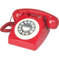 Corded Red Retro Telephone for Home Office, Classic Old Fashion Landline Phone, Wired Antique Decorative Desktop Phones