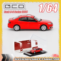 New 1:64 Gcd Enchery Saab 9-3 Sedan 2008 Alloy Car Model Iron Base Rubber Tire Diecast Vehicle For Models Car Collectors Display
