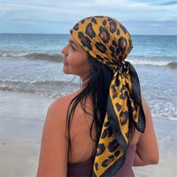 Leopard Print Neckerchief Hijab 90cm Scarf For Women Silk Satin Headband Hair Scarves Female Square Shawls Ladies Head Bandana