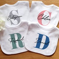 Baby Personalised Name Initial Bib Toddler Infant Custom Cotton Bibs Boy's Girl's Customised Bib Feeding Saliva Towel Stuff