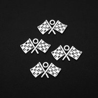20pcs/Lot 23x12mm Antique Silver Plated F1 Flag Charms Pendant For DIY Keychain Jewelry Making Finding Supplies Accessories