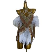 Latin Dance AB Stone Female Adult Children High end Customized Beaded Tassel Flower Dress Black Pool Samba Performance Dress
