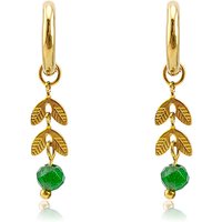 HUIDANG Trendy Earrings 2025 Boucles d'oreilles Woman Stainless Steel Leaf Charm Small Hoop Earrings With Stone