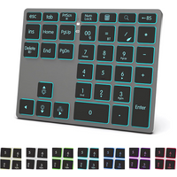 Tri-Mode Aluminum Numpad 7-Color LED Backlit, BT5.0/USB/2.4G Wireless Rechargeable Number Pad 35-Key Scissor Switches keyboard