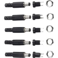 5 Pair 12V Male Female Socket Panel Mount DC Power Connector 5.5x2.1 Mm Extended Panel Mount Barrels Jack Electrical Equipment