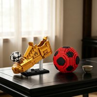 Soccer Cleat & Football Micro Mini Blocks Set,Sports Model with Display Base, Desktop Collectible Gift for Sports Enthusiasts