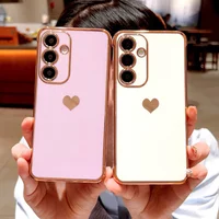 Love Heart Plating TPU Case for Samsung Galaxy S26 S25 Edge S24 S23 S22 S21 Ultra + Plus FE 5G Shockproof Funda Protective Cover