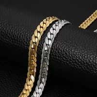 Punk 925 Sterling Silver 6mm Embossed Flat Snake Chain Necklace Gold/Silver Chain Men Women Fashion Jewelry