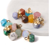 5PCS 9x11MM Multicolor Drop Stone Pendant Natural Tiny Stone Quartz Agates Pendant Charm for Jewelry Making Necklace Earring DIY