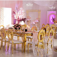 4pcs/24pcs/6pcs/12pcs)High Quality Hotel Events Dining Furniture Gold Metal Iron Event Chairs Stainless Steel Wedding Chair
