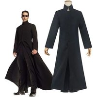 Kostium Matrix Cosplay Neo Płaszcz Trencz Czarny Strój Cosplay Kostiumy na Halloween dla Mężczyzn Rekwizyty Akcesoria do Cosplayu