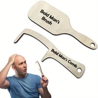 2 Fun Bald Comb Sets, Creative Gift Combs, Wooden Hairless Combs, Beauty Tools for Bald Men and Suits, Birthday and Christmas Gifts