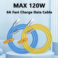 10A 120W Super Fast Charging Cable Liquid Silicone PD Type-C Cable Cable C To C Quick Charging Cable 1/1.5/2M For Xiaomi iPhone