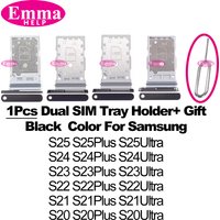 Dual SIM Card Tray Holder for Samsung Galaxy S25 S24 S23 S22 Ultra Plus S21FE, Sim Slot Replacement with Eject Pin Tool Black