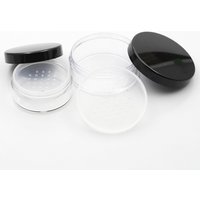 6 x nachfüllbarer, leerer Puderdose mit Sieb, Kosmetik-Make-up-Behälter, tragbarer Hand-Siebbehälter mit schwarzem Deckel, 20 g.