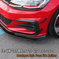 For VW Golf Mk7.5 GTI GTD 2017-2020 RevoZport Style Front Bumper Side Splitters Car Front Bumper Side Canard Spoiler Wings