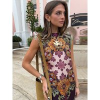 Fashion Women Printed Tassel Dress Sleeveless Floral Irregular Hem Fringes Female Dress Chic Party 2026 Summer Evening Dress
