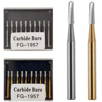 10Pcs/Box Dental Carbide Bur FG1957/FG1958/FG557 High Speed Tungsten Steel Crown Metal Cutting Burs Dentistry Lab Tools