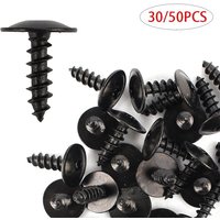 30/50pcs M4 Black Plated Round Pan Head Cross Recessed Tapping Wood Screws Set Carbon Steel Screw Kit
