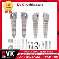 CVK 1Pair Aluminum Alloy Anti-Skid Black CNC Folding Foot Pegs Pedal Rest Front and Rear Footpegs Footrest For KAWASAKI ZX6R 10R