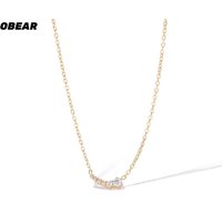 OBEAR Stainless Steel Graduated Cubic Zirconia Curved Bar Pendant Necklace, Dainty Clavicle Chain for Women Daily Wear & Gift