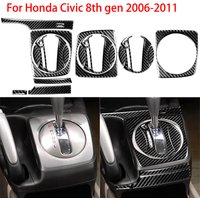 For Honda Civic 8 8th Gen 2006-2011 Car Stickers Carbon Fiber Interior Auto Gear Shift Panel Cover Trim Sticker Accessories