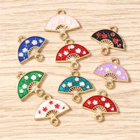 10pcs 16x14mm Cute Colorful Enamel Flower Fan Charms Connectors for Jewelry Making Necklaces Bracelets DIY Crafts Accessories