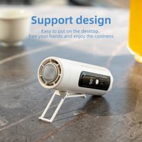 3s Fast Cooling 5-Speed Fan with Light, Lanyard & Bracket Design, USB Charging, Portable to Carry