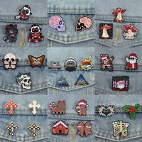 2-8Pcs/Set Punk Enamel Pins Butterfly Skeleton Boo Mushroom Sci-fi Movie Brooch Lapel Badge Witch Crystal Ball Jesus Jewelry