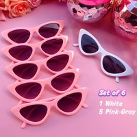 6-pack Hens Party Cat Eye Sunglasses White Pink Matte Bachelorette Party Decor Bridesmaid Gift Bridal Shower Supplies wedding