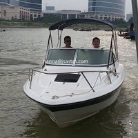 5.5m 6 People Fiberglass Boat Speed Yacht Luxury Cheap Offshore Lake Outboard 115HP Roof Sleep Cabin Popular Design
