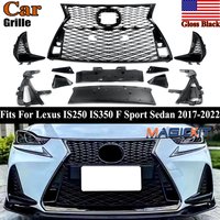 Magickit Grille Assembly For Lexus IS200t IS300 IS350 F-Sport 2017-2022 Glossy Black Front Bumper Upper & Lower Grills Body Kit
