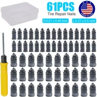 61x Car Tubeless Vacuum Tyre Puncture Repair Kit Screw Nails Tire Patch Plug Fix Tools With Screwdriver & Convenient Storage Box