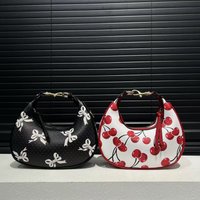 Ladies' fashionable patchwork soft leather half moon bag, cute and simple single shoulder diagonal cross bag
