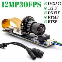 12MP IP Camera Module 4K 30FPS 1/2.3" IMX577 CMOS Support RTSP RTMP Onvif H.265 With No Distortion Lens Industrial Webcam Board