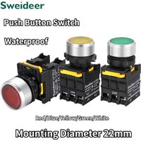 Push Button on Off Switch with LED 22mm Momentary Reset Self Locking Waterproof Power Switch with Light 12V 24V 220V 10A 1NO2NC
