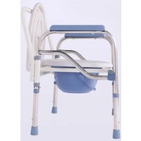 Foldable Steel Toilet Chair Portable Commode for Elderly Adjustable Height Mobile Toilet Seat with Armrests Bathroom Chair