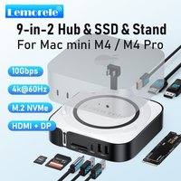 Lemorele TC800 Mac mini M4 Dock 9-in-2 USBC Hub with Dual 4K HDMI DP 10Gbps NVMe M.2 SSD Slot SD/TF Card Reader for Mac Mini M4