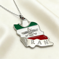 Elegant Silver Plated Iran Map Flag Faravahar Peace Anti-War Pendant Necklace Clavicle Chain For Men Women Memorial Gift