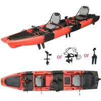 NEW Modular Tandem Kayak 13.8ft Pedal Fin Drive Electric Motor Dual-Power 2 Person Fishing Kayak 2 Year Super Lightweight
