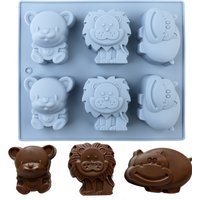 1 Silicone Cake Mold with Bear, Lion, and Hippo Patterns, Easy-To-Clean, High-Temperature Resistant Oven Silicone Cake Mold