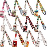 Mickey mouse Neck Keychain Necklace Webbings Ribbons Anime Cartoon Neck Strap Lanyard ID badge Holder Keychain Lanyards kids