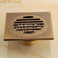 . High Quality Antique Brass Carved Flower Art Bathroom Accessory Floor Drain Waste Grate100mm*100mm YT-2104