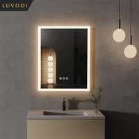 LUVODI Wall Mounted LED Bathroom Mirror Smart Touch Vanity Makeup Mirror with 3 Color Dimmable Feature And Defog Function