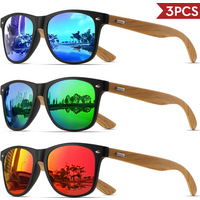 3PCS Bamboo Texture Square Sunglasses UV400, Fashion Unisex Classic - Lightweight for Casual Wear & Holidays
