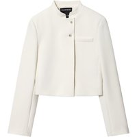 Willshela Women Fashion With Button Pocket White Cropped Blazer Vintage O-Neck Long Sleeves Female Chic Lady Outfits