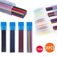 36Pcs/Box Mechanical Pencil 2.0 mm Black/Red/Colors Lead Refill For Writing Sketching Art Drawing Painting Writing Stationery