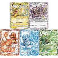 5Pcs Pokemon Cards Abstract Impact Style Gengar Charmander Squirtle Bulbasaur Holo PTCG Cards Collection Cards Pokemon Gift