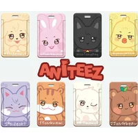 KPOP ATEEZ Plastic Card Holder Keychain ANITEEZ Hongjoong Seonghwa Yunho Yeosang San Mingi Wooyoung Kawaii Animal image Keyring
