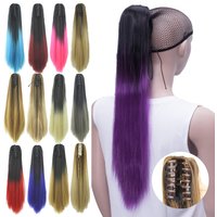 Soowee 24'' Straight Synthetic Hair Clip In Hair Extension Red Pink Claw Ponytail Hairpieces Pony Fairy Tail Queue De Cheval